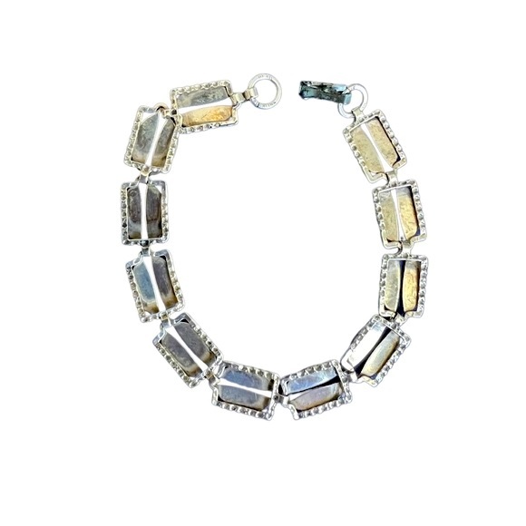 BEAU STERLING .925 Rectangular Link Bracelet Vintage Fold Over Clasp - Picture 12 of 13
